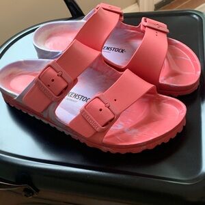 Birkenstock Womens Two-Strap EVA Sandals in Coral and Purple
